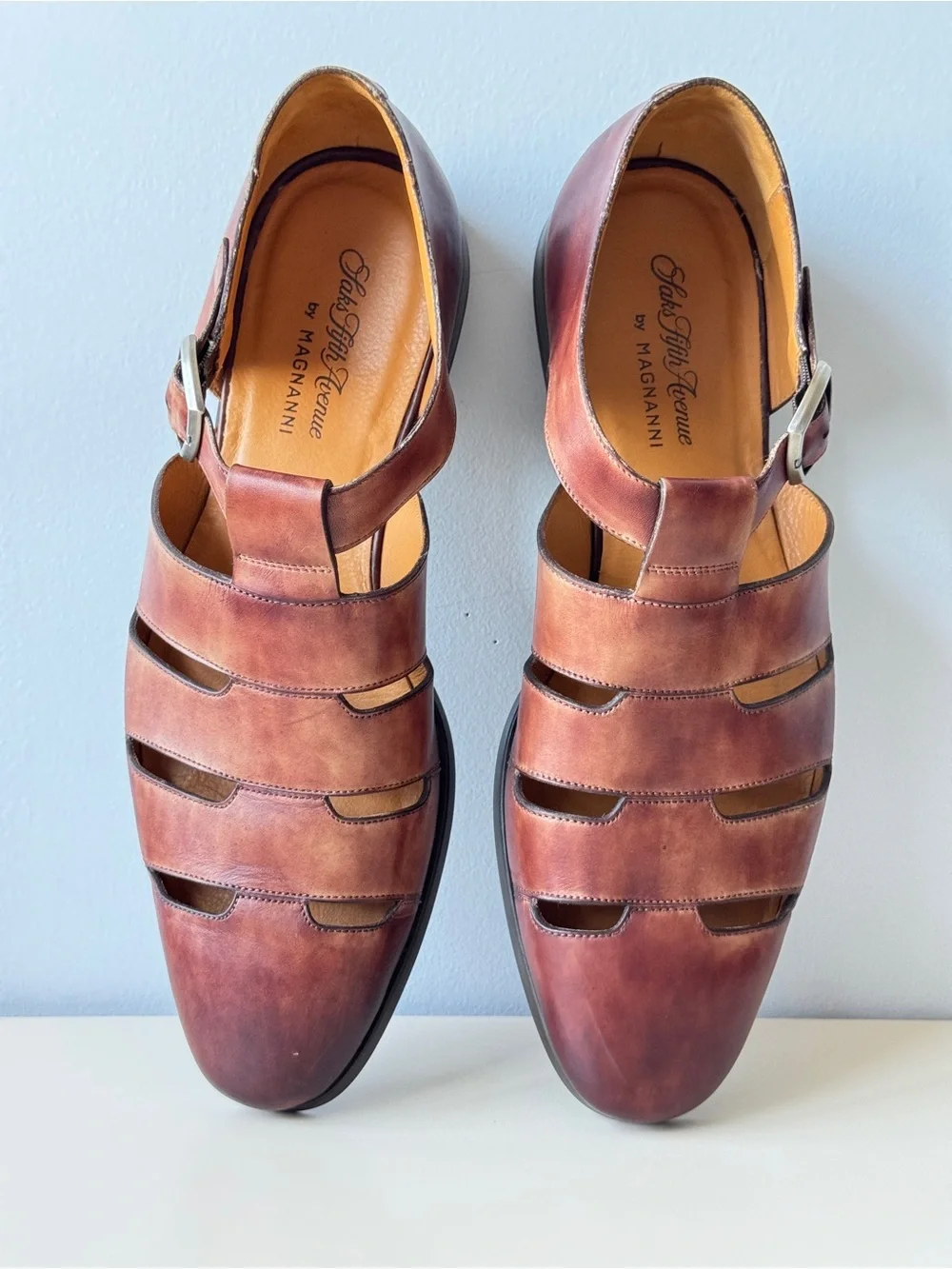 Magnanni for Saks Fifth Avenue Men's Leather Fisherman Sandals Sz 9M